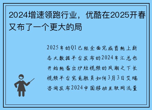 2024增速领跑行业，优酷在2025开春又布了一个更大的局